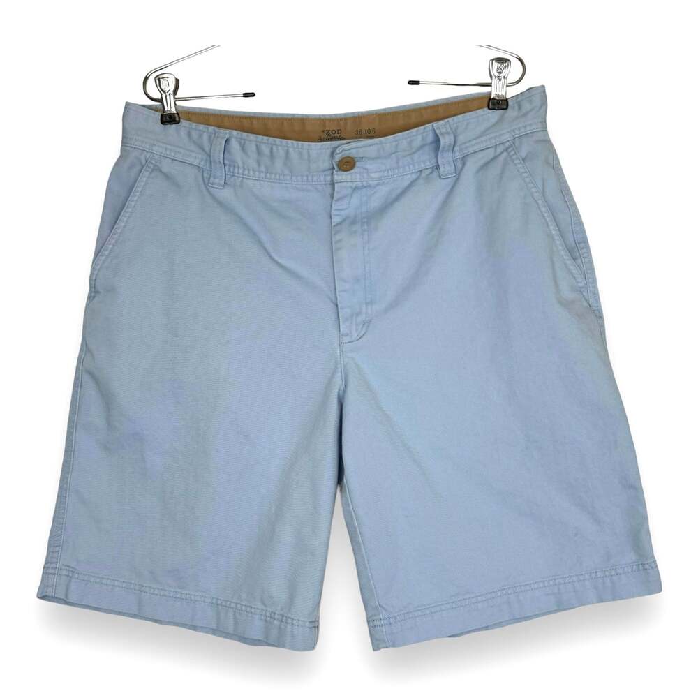 Izod Saltwater 10" Chino Shorts Men 36 Flat Front Blue Preppy